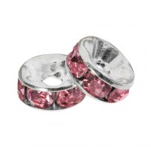 Rhinestone Spacer Beads (6 x 3 mm) Pink (10 pcs)