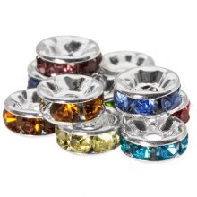 Rhinestone Spacer Beads (8 x 4 mm) Mix Color (10 pcs)