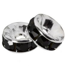 Rhinestone Spacer Beads (8 x 4 mm) Black (10 pcs)
