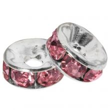 Rhinestone Spacer Beads (8 x 4 mm) Pink (10 pcs)