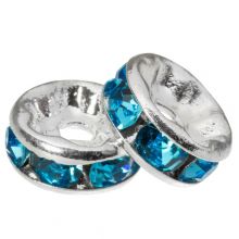 Rhinestone Spacer Beads (8 x 4 mm) Blue (10 pcs)
