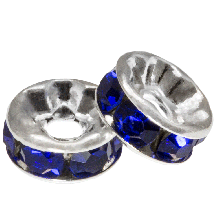 Rhinestone Spacer Beads (6 x 3 mm) Dark Blue (10 pcs)