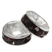 Rhinestone Spacer Beads (6 x 3 mm) Deep Crimson (10 pcs)