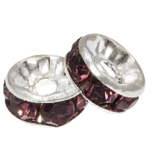 Rhinestone Spacer Beads (4 x 2 mm) Purple (10 pcs)
