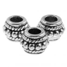 Tibetan Metal Beads (8 x 6.5 mm) Antique Silver (25 pcs)