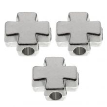 Metal Beads Cross (8 x 8 x 3.8 mm) Antique Silver (40 pcs)