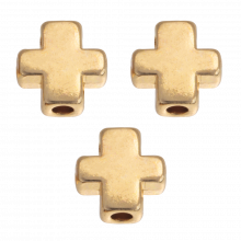Metal Beads Cross (8 x 8 x 3.8 mm) Gold (40 pcs)