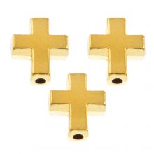 Tibetan Metal Beads Cross (15 x 12 x 5 mm) Gold (10 pcs)