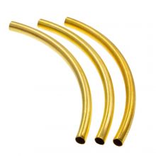 Curved Tube Beads (50 x 3 mm) Gold (5 pcs)