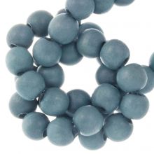 wooden beads vintage look ice blue color 