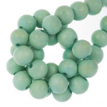 wooden beads vintage look ice blue color 