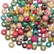 Wooden Beads Metallic Look (7 - 8 mm) Mix Color (100 pcs)