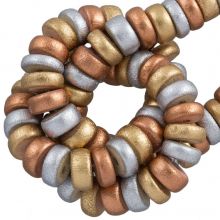 wooden metallic beads silver copper and gold color 8 mm