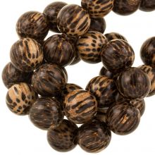 round wooden beads brown natural color