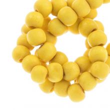 wooden beads round yellow intense color 