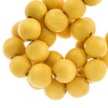 wooden beads round shape yellow intense color 