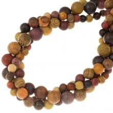 Bead Mix - Wooden Beads (6 / 8 / 10 mm) Natural Wood (152 pcs)