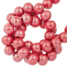 wooden beads metallic red beautiful shine