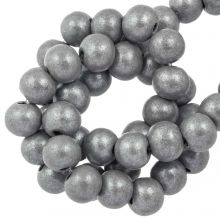 wooden beads grey metallic 8 mm