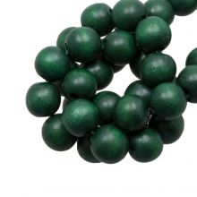 wooden beads round lovely vintage look pine green color 