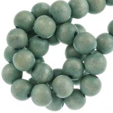 wooden round beads vintage color blue misty 
