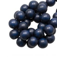 round wooden beads navy blue dark color intense look 