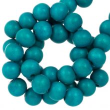 wooden beads azure blue color vintage 
