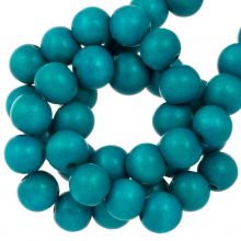 wooden beads round azure blue 6 mm size