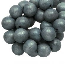 wooden beads round shape grey blue 10 mm 