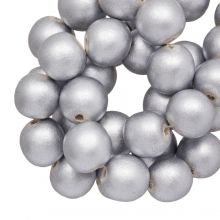metallic silver wooden beads 6 mm small size
