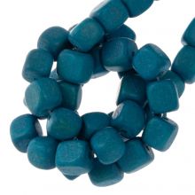 wooden beads vintage look ice blue color 