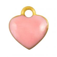 Enamel Charm Heart (10 x 9 x 2 mm) Sweet Pink (10 pcs)