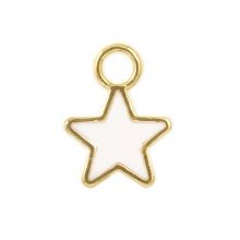 Enamel Charm Star (9 x 7 x 1 mm) White (20 pcs)