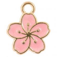 Enamel Charm Flower (14.5 x 12 x 1.5 mm) Pink (5 pcs)