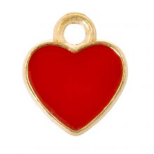 Enamel Charm Heart (12 x 10 x 2 mm) Red (5 pcs)