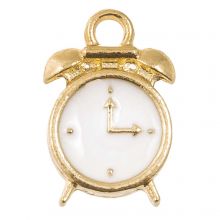 Enamel Charm Clock (16 x 10.5 x 3 mm) White (5 pcs)