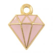 Enamel Charm Diamond (15 x 11 x 2.5 mm) Pink (5 pcs)