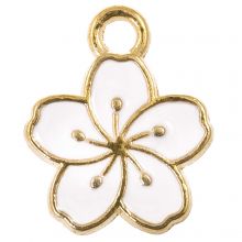 Enamel Charm Flower (14.5 x 12 x 1.5 mm) White (5 pcs)