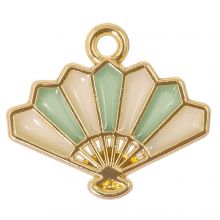 Enamel Charm Fan (17 x 15 x 1.5 mm) Sage Green (5 pcs)