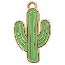 Enamel Charm Cactus (26 x 15 x 1.5 mm) Green (5 pcs)