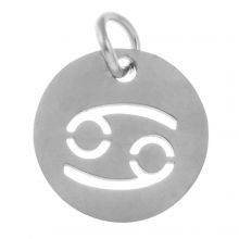 Stainless Steel Zodiac Sign Pendant Cancer (12 mm) Antique Silver (1 piece)