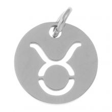 Stainless Steel Zodiac Sign Pendant Taurus (12 mm) Antique Silver (1 piece)