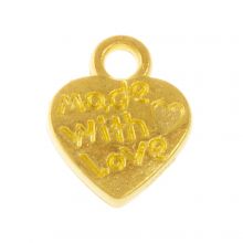 Charm Heart Made with Love (12 x 10  x 1 mm) Gold (25 pcs)