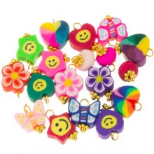 Polymer Clay Charm Mix with Eyelets (9.5 - 14 x 6 - 9.5 mm) Mix Color-Gold (18 pcs)