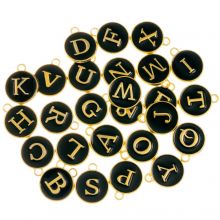 Enamel Charm Letters A-Z (14 x 12 x 2 mm) Black (26 pcs)