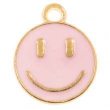 Enamel Charm Smiley Face (14.5 x 12 mm) Soft Pink (5 pcs)