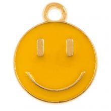 Enamel Charm Smiley Face (14.5 x 12 mm) Sunrise Yellow (5 pcs)