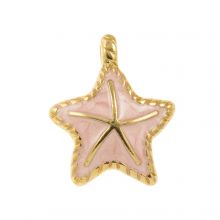 Enamel Pendant Starfish (26,5 x 22 x 4.5 mm) Light Pink (3 pcs)
