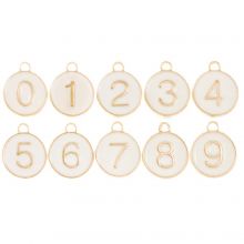 Enamel Charm Numbers 0-9 (14 x 12 x 2.5 mm) White (10 pcs)