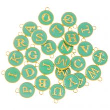 Enamel Charm Letters A-Z (14 x 12 x 2 mm) Turquoise (26 pcs)